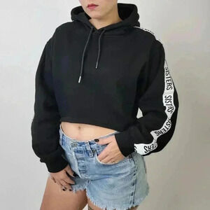 Sisters James Charles Logo Stripe Cropped Hoodie Sweatshirt - M